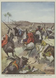 Patrouille de cavalerie arabe attaquant notre poste d